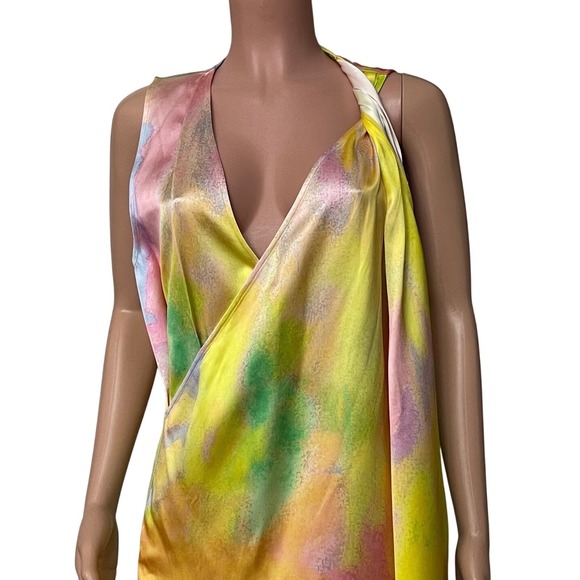 NWT Stine Goya Hedy Satin‎ Fireworks Print Draped Sleeveless Dress Size M - Picture 7 of 16